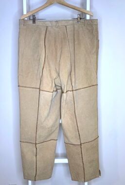 Selene Sport Suede Pants Womens 1X Beige Straight Leg Leather Lined Plus